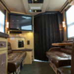 Entertainer Coach Bus Interior Front Lounge Shades Down