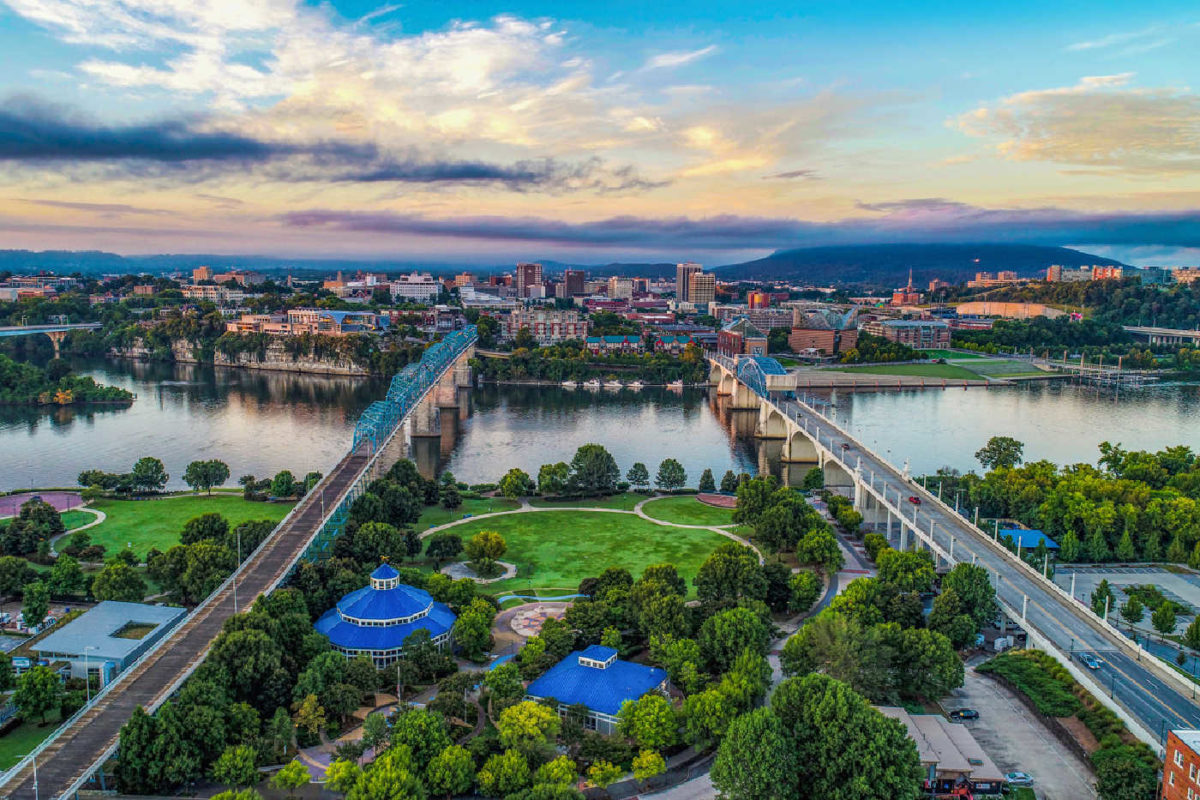 Downtown Chattanooga Tennessee Bridges and Coolidge Park