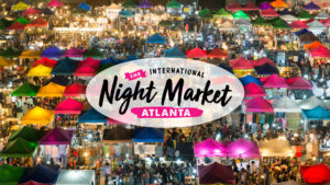 Atlanta International Night Market logo and tents