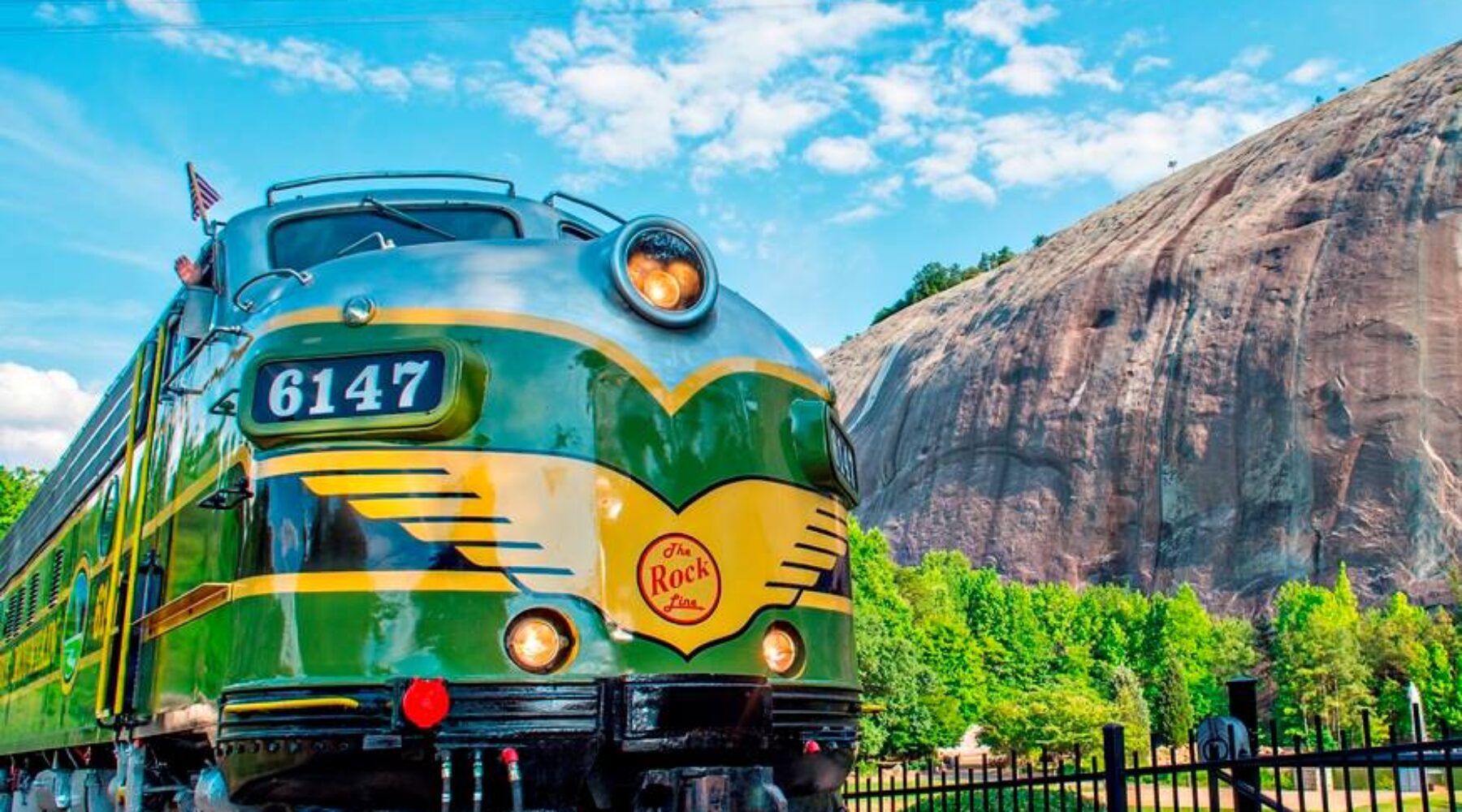 summer at the rock train ride stone mountain park